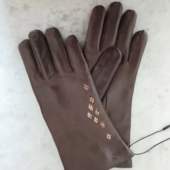 Rukavice Dámské rukavice s hadí ozdobou Barva: Hnědá, Velikost: 7