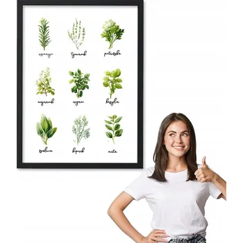 Obraz Obraz s rámem, vzor BYLINKY KULINÁŘSKÉ černý rámeček 50x70 do kuchyně jídelny