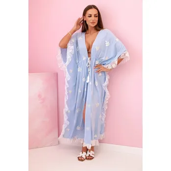 Dámské plavky Dámská boho viskózová pláštěnka s krajkou modrý UNI