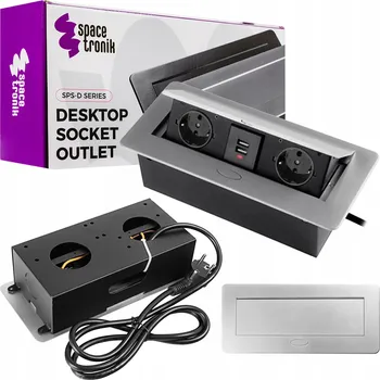 Elektrická zásuvka Elektrická Zásuvka na pracovní desku Spacetronik stříbrná