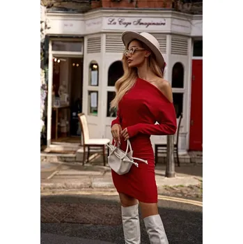 Dámské šaty Dámské šaty se spadlými rameny M818 červené - Moe S/M