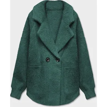 Dámský kabát Tmavě zelený krátký přehoz přes oblečení typu alpaka (CJ65) odstíny zelené uni velikost