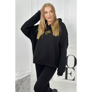 Dámská halenka Izolovaná bavlněná souprava, mikina s vyšívacími + kalhotami černý UNI