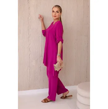 Dámská halenka Sada halenky + kalhot s přívěskem tmavě fialová UNI