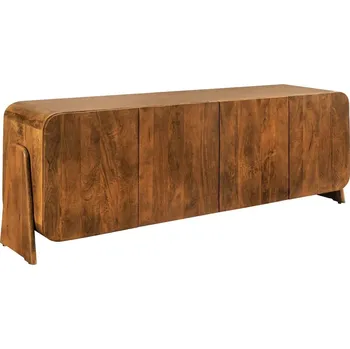 Příborník do zásuvky Venkovský masivní čtyřdveřový příborník Karat z mangového dřeva v hnědé barvě se zaoblenými rohy 175 cm