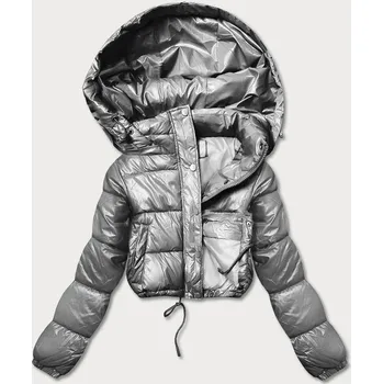 Šedá krátká péřová bunda typu crop (d2-3831-61) odstíny šedé XXL (44)