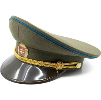 Čepice Brigadýrka důstojnická SK zlatý odznak, kšilt plast, modrá linka ZELENÁ