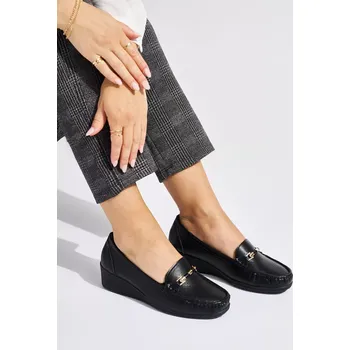 Dámské mokasíny Trendy dámské černé mokasíny na klínku 41