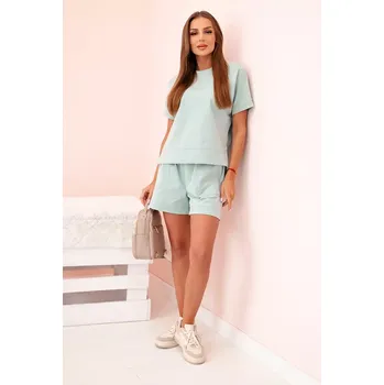 Dámská halenka Dámský punto set s krátkými rukávy a šortkami tmavá máta UNI