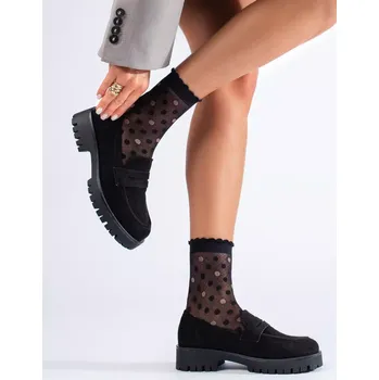 Dámské mokasíny Originální černé mokasíny dámské platforma 37