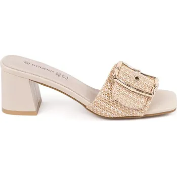 Dámské žabky Klasické hnědé dámské nazouváky na širokém podpatku 37