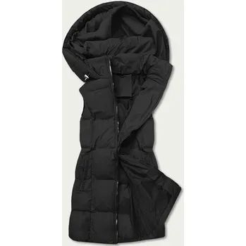 Dámská vesta Černá péřová dámská vesta s kapucí (5M721-392) odstíny černé M (38)