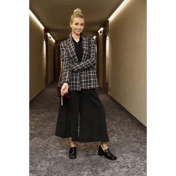 Dámské sako Černé dvouřadové kárované sako (AG3-1980) odstíny černé M (38)