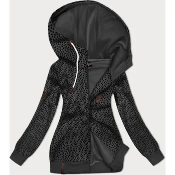 Dámská mikina Dámská rozepínací mikina v grafitové barvě se vzorem srdíček, odstíny šedé XXL (44) i392_23585-48