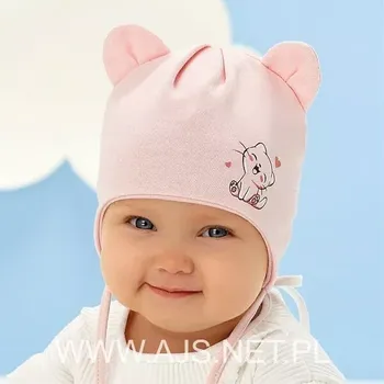 Dívčí tričko AJS 50-009 dětská čepice Losos 40-42 cm