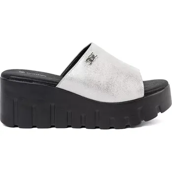 Dámské žabky Moderní nazouváky dámské stříbrné platforma 40