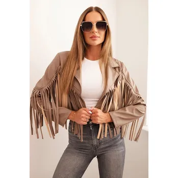 Dámská bunda z eko kůže s třásněmi ve stylu boho fango UNI