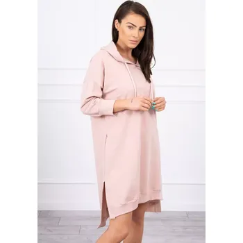 Dámské šaty Šaty s kapucí a delšími zády tmavě pudrově růžové UNI