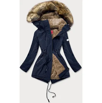 LHD Tmavě modrá dámská bunda parka s kožešinovou podšívkou (m-21207) odstíny modré XL (42)