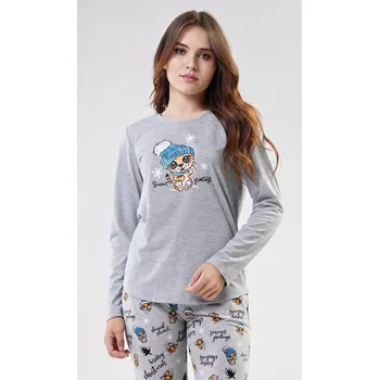 Dámské pyžamo Dámské pyžamo dlouhé Tygřík modrá XL