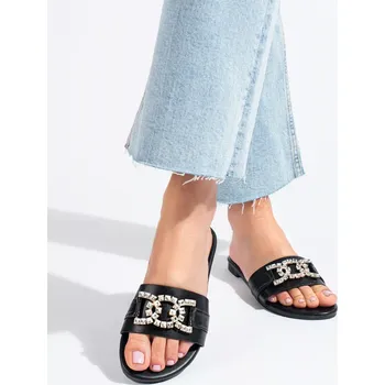 Dámské žabky Klasické dámské černé nazouváky bez podpatku 37