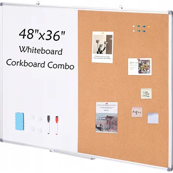 Kancelářský nábytek SucceBuy Korková tabule multifunkční 90 x 120 cm, bílá a hnědá, tloušťka 20 mm