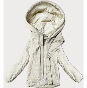 Dámská bunda v barvě ecru s ozdobnou kapucí Miss TiTi (3295) odstíny béžové XXL (44)