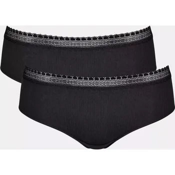 Kalhotky Dámské kalhotky GO Ribbed R Hipster C2P - BLACK - černé 0004 - SLOGGI BLACK L