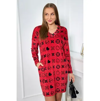Dámské šaty Sametové šaty s ozdobným vzorem červený UNI