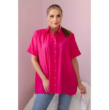 Dámská košile Bavlněná košile s krátkým rukávem fuchsie UNI
