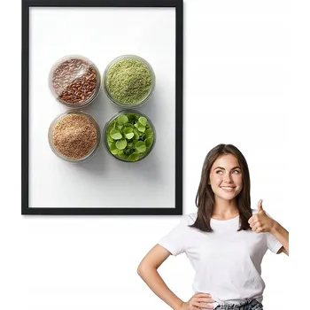 Obraz Obraz s rámem vzor KOŘENÍ V SKLENICÍCH černý rámeček 30x40 do kuchyně