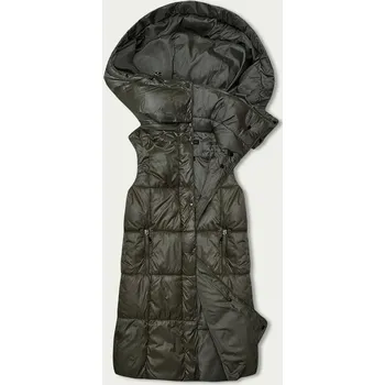 Dámská vesta Jednoduchá dámská vesta v khaki barvě s kapucí (YP-22072-6) odstíny zelené L (40)