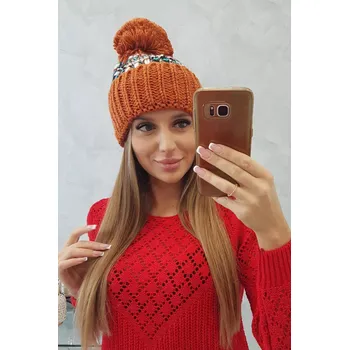 Čepice Dámská čepice Ellen s bambulí K325 červená UNI