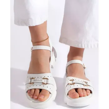 Dámské sandále Moderní dámské sandály bílé na plochém podpatku 36