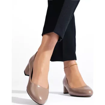 Dámské lodičky Pěkné dámské lodičky hnědé na plochém podpatku 36