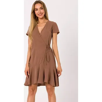 Dámské šaty M741 Zavinovací šaty s vázáním - čokoládové EU M
