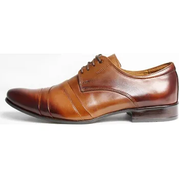 Pánské polobotky Hnědé elegantní boty - kožené model 116, VELIKOST 39