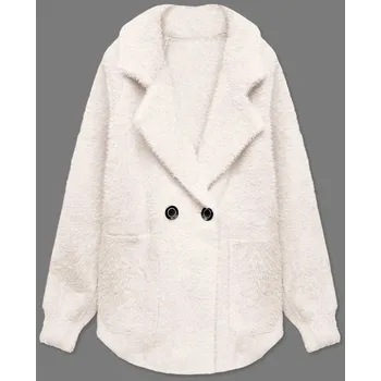 Dámský kabát Krátký přehoz přes oblečení typu alpaka v ecru barvě (CJ65) odstíny bílé uni velikost
