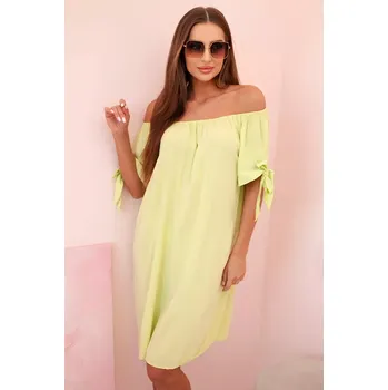 Dámské šaty Dámské viskózové šaty s vázáním na rukávech pistáciové UNI