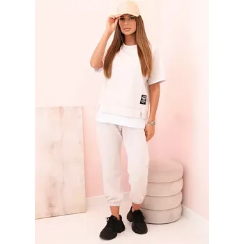 Dámská máslová souprava s krátkým rukávem a kalhotami béžový UNI