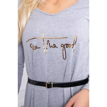 Dámské šaty Šaty s ozdobným páskem a nápisem šedé barvy UNI