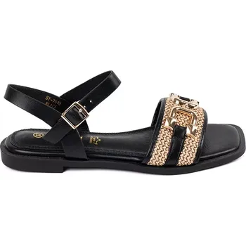 Dámské sandále Klasické sandály černé dámské na plochém podpatku 39