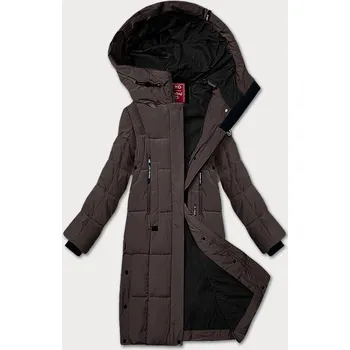 Dámská bunda Hnědá dámská prošívaná zimní bunda LHD (LHD-24572) odstíny hnědé XXL (44)