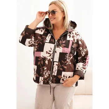 Dámská bunda Plus Size s kapucí a prodlouženým zadním dílem hnědá UNI