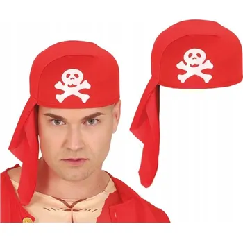 Čepice Čepice šátek pirát červený s bílou lebkou