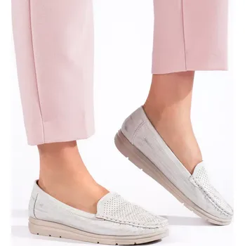 Dámské mokasíny Pěkné bílé mokasíny dámské bez podpatku 40