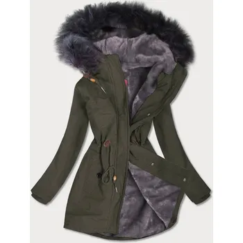 Dámská bunda Voděodolná dámská bunda parka v army barvě s kožešinovou podšívkou (m-933) odstíny zelené XXL (44)