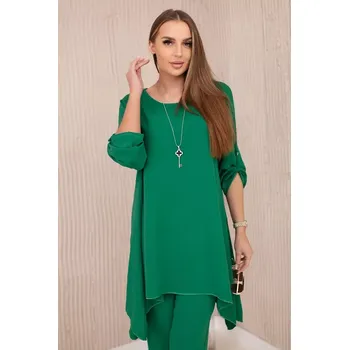 Dámská halenka Sada halenky + kalhot s přívěskem zelený UNI