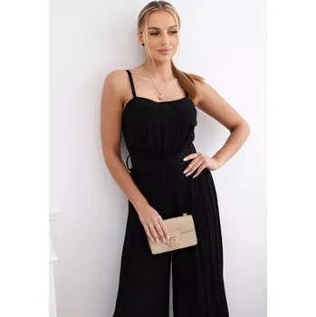 Dámský overall Plisovaný overal s ramínky černý UNI