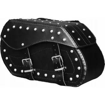 Zavazadlo na motocykl Kožené Motocyklové Brašny Boční Černé 19L - s cvočky